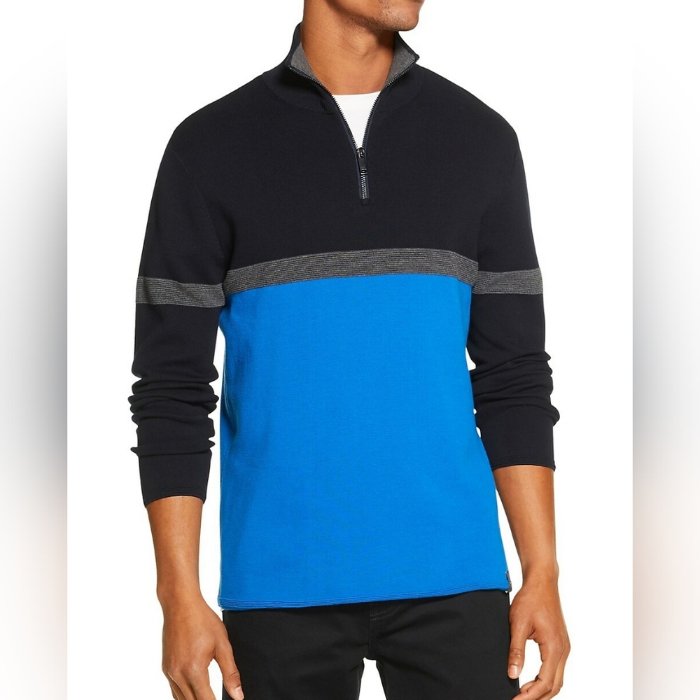 🥳🥳❄❄HOST PICK🥳🥳❄❄DKNY Colourblock Quarter-Zip Cotton Sweater XL